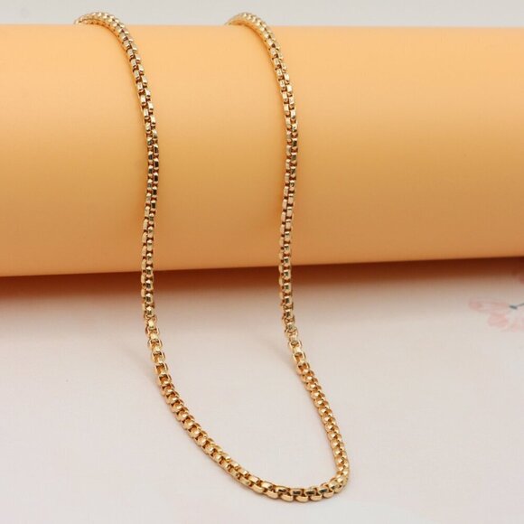 Elegant Rose Gold Plated Brass Box Chain Necklace, XPNL0219 - Picture 5 of 13
